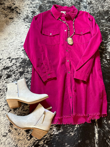 Magenta Raw Hem Dress