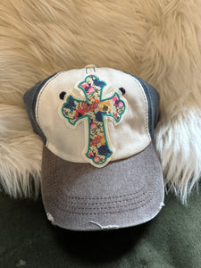 Vibrant Floral Cross Patch Hat