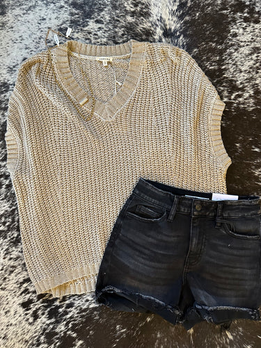 Taupe Short Sleeve Sweater