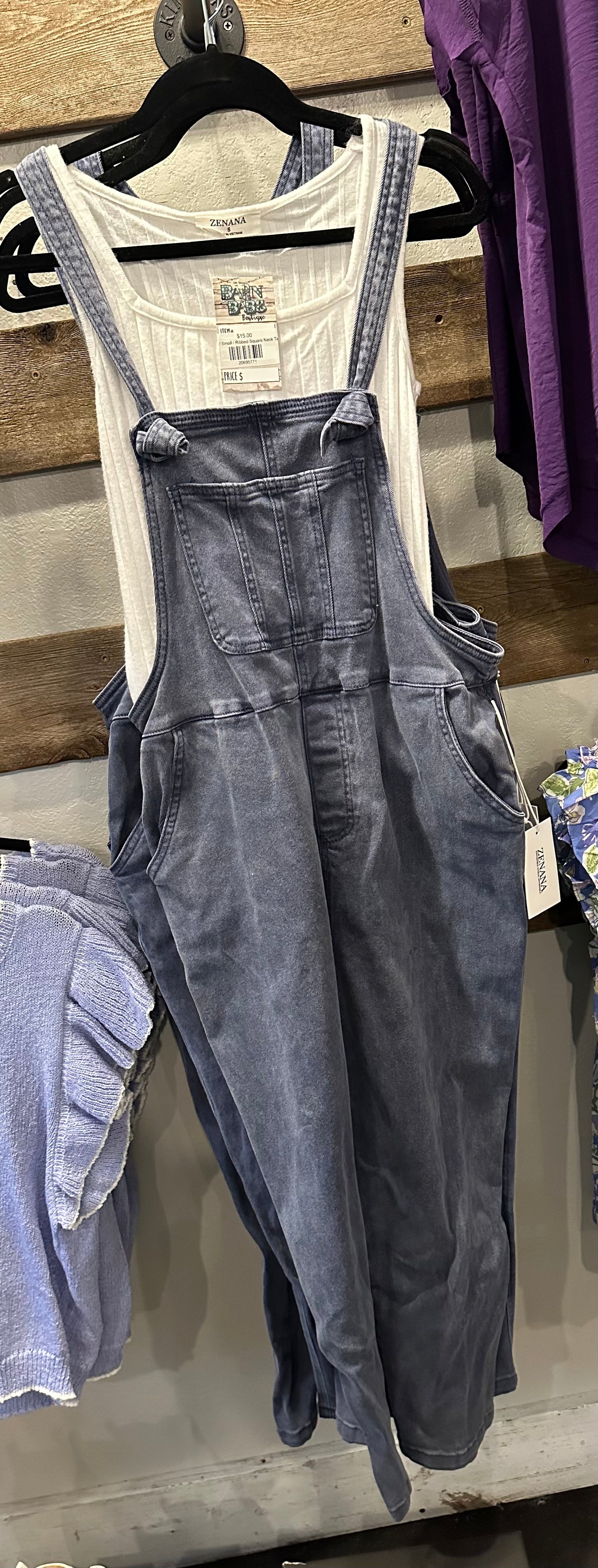 Washed Knot Strap Overalls