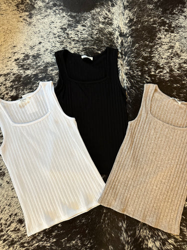 Ribbed Square Neck Tank