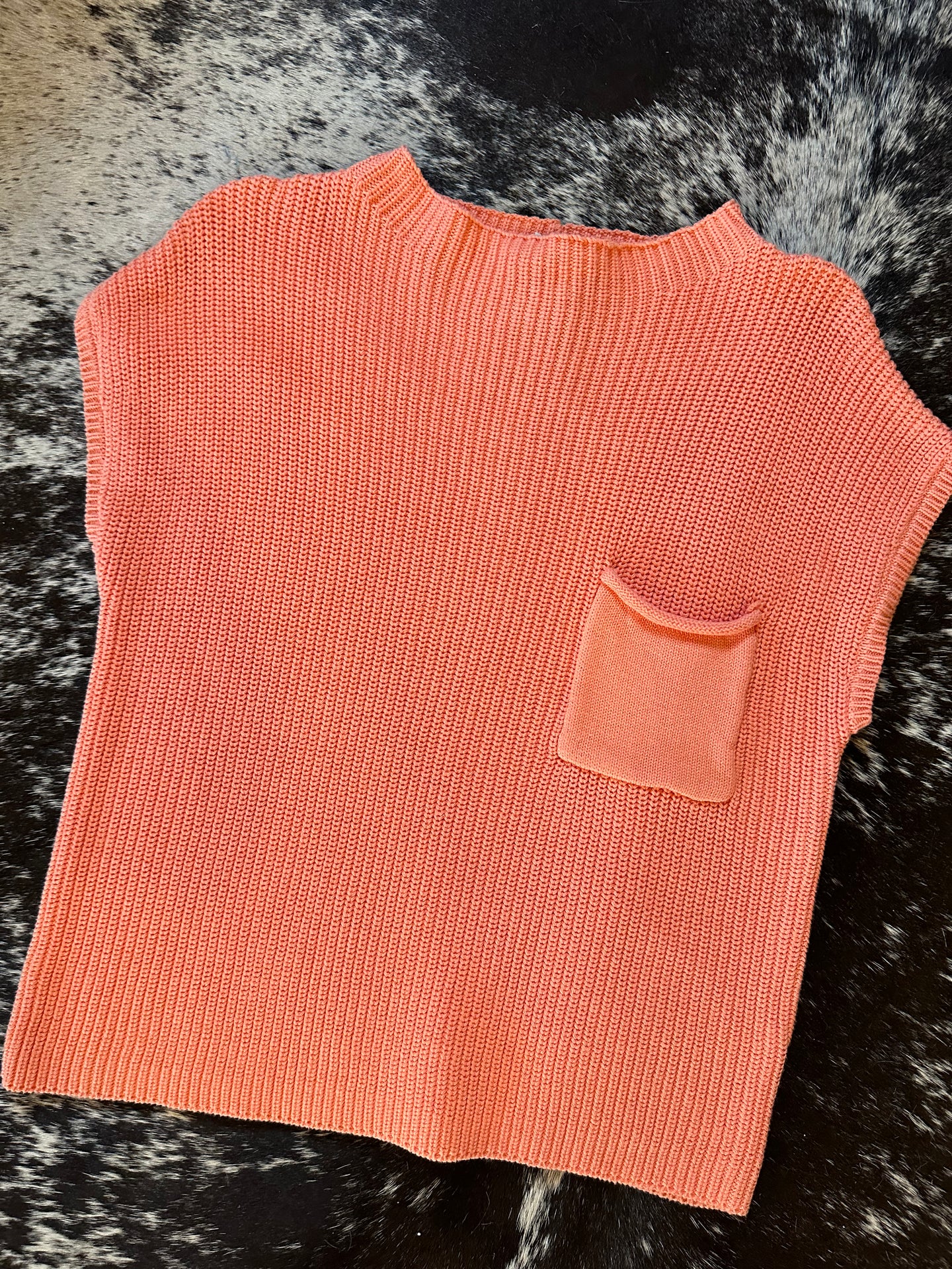 Coral Short-Sleeve Knit Sweater